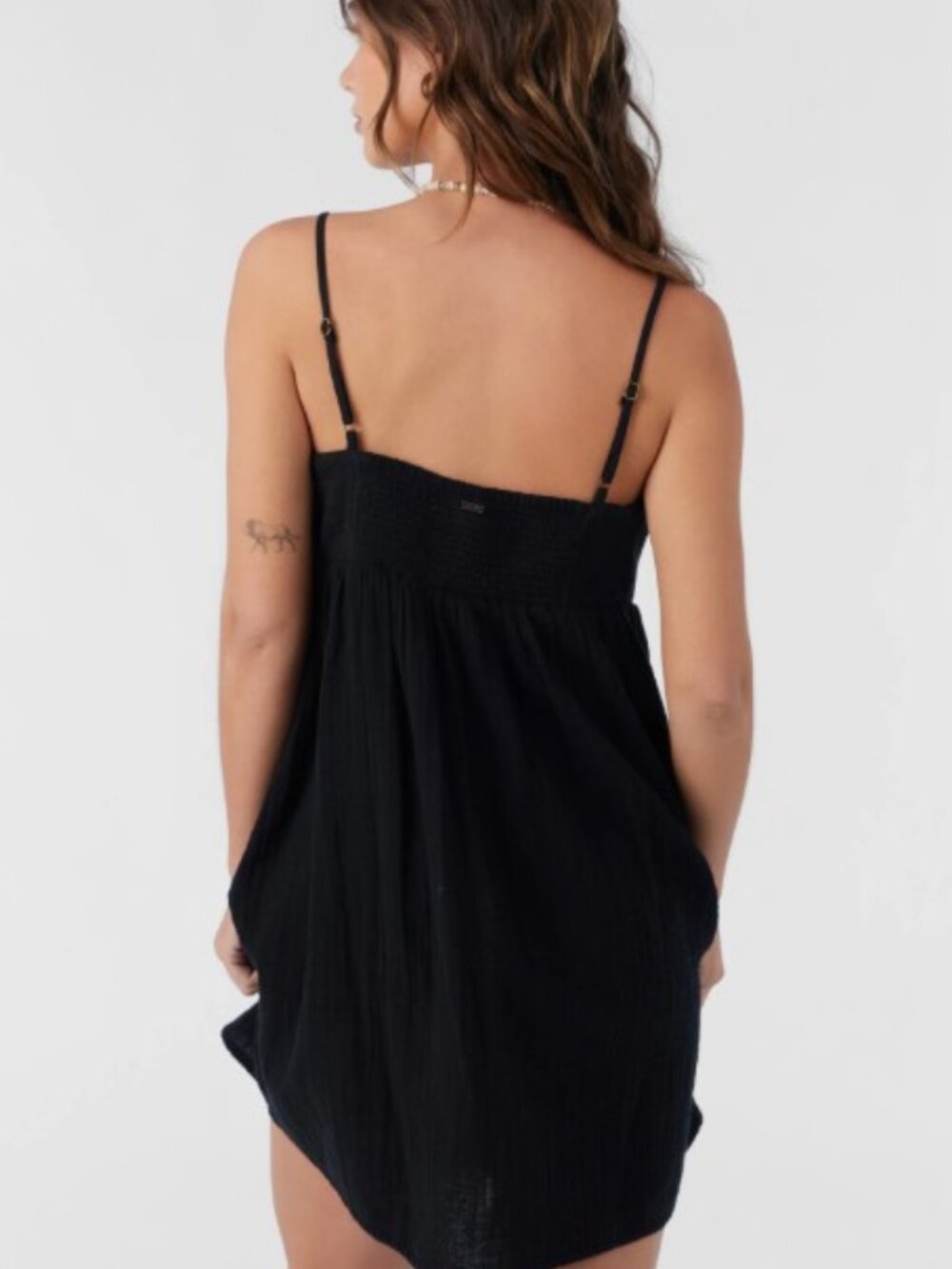 O'Neill Hadia Crinkle Double Gauze Mini Dress Black - XS - Picture 4 of 10